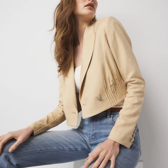 nwt WHITE HOUSE BLACK MARKET cropped double breasted jacket blazer 6 - Picture 1 of 3